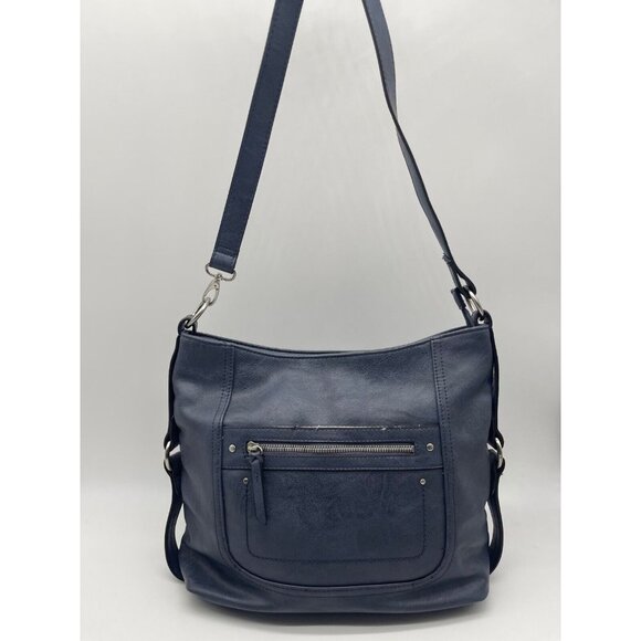 INC INTERNATIONAL CONCEPTS Riverton faux-leather medium hobo shoulder bag -Navy - Picture 2 of 7